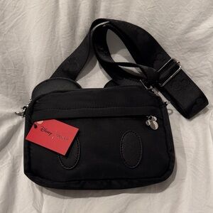 Disney Black Crossbody Bag with Silver Charm and Red Tag